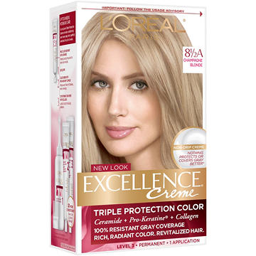 L'Oréal Paris Excellence Créme Permanent Hair Color, 8.5A Champagne Blonde, kit