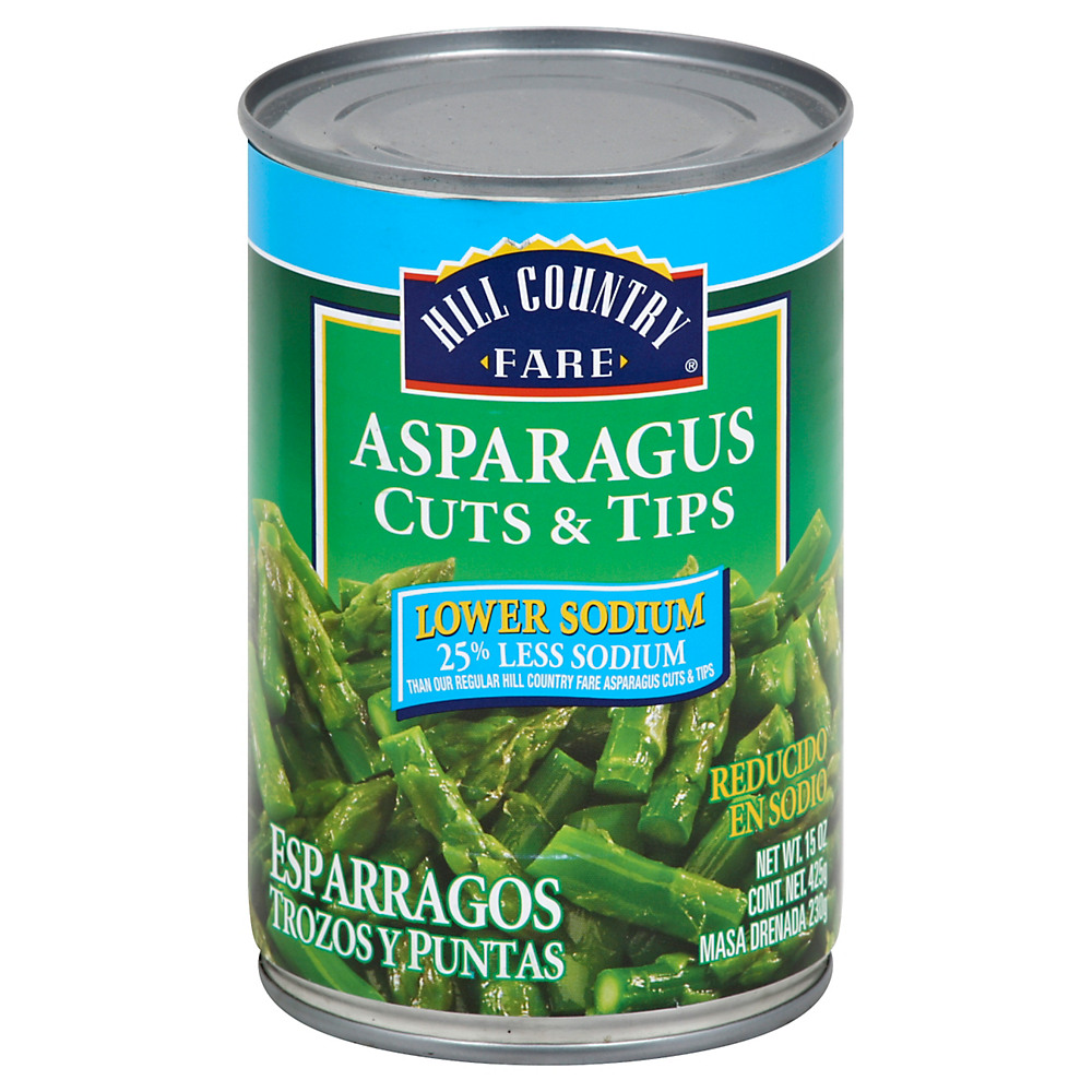 Calories in Hill Country Fare Lower Sodium Asparagus Cuts & Tips, 15 oz