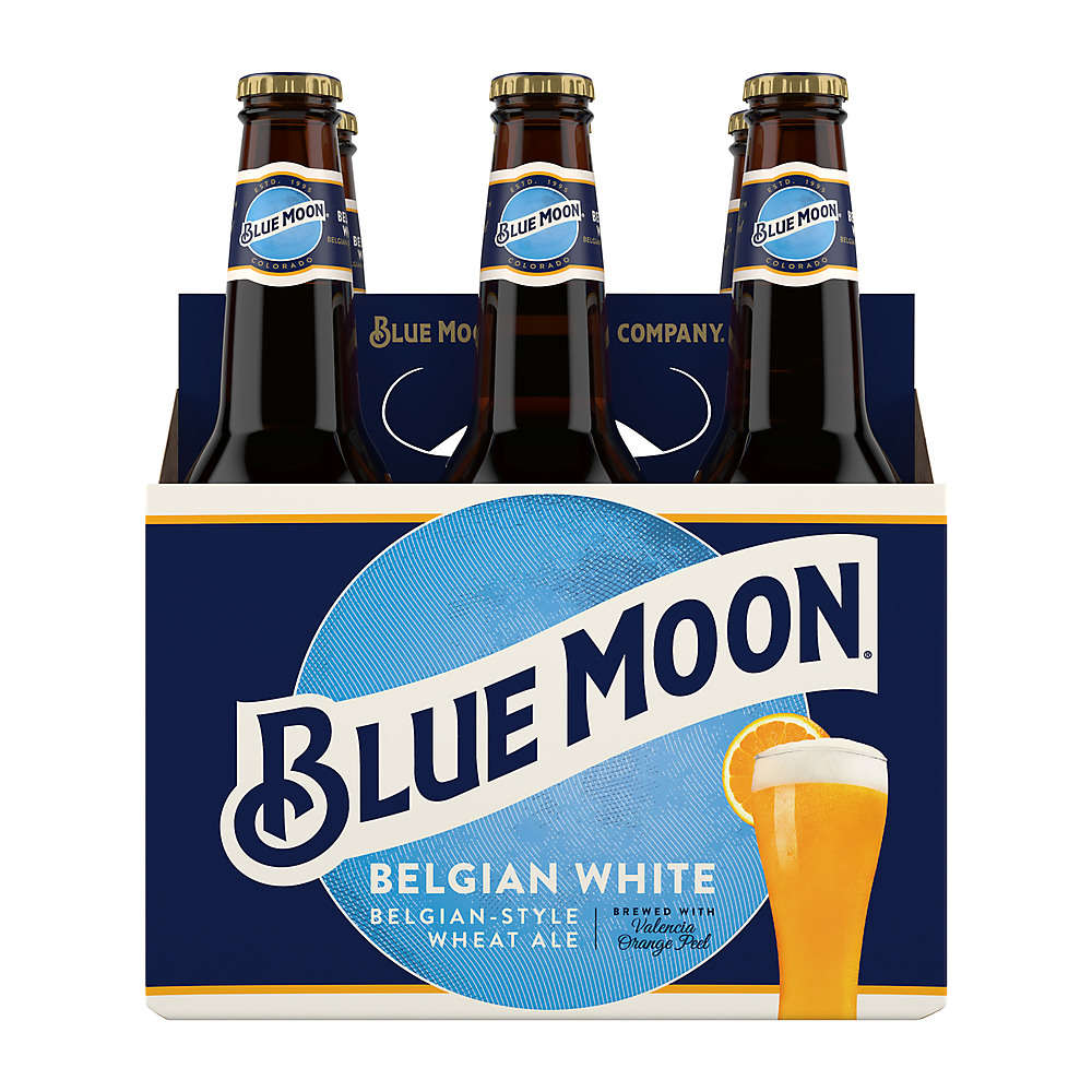 Calories in Blue Moon Belgian White Ale  Beer 12 oz  Bottles, 6 pk