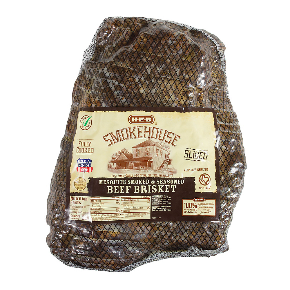 Calories in H-E-B Select Ingredients Fully Cooked Sliced Mesquite Smoked Brisket, Avg. 5.25 lbs