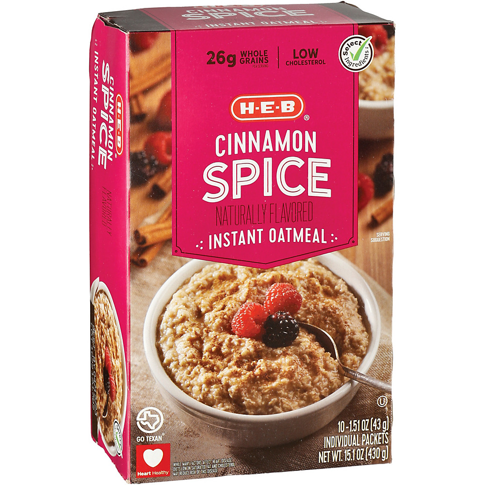 Calories in H-E-B Select Ingredients Cinnamon & Spice Instant Oatmeal, 10 ct