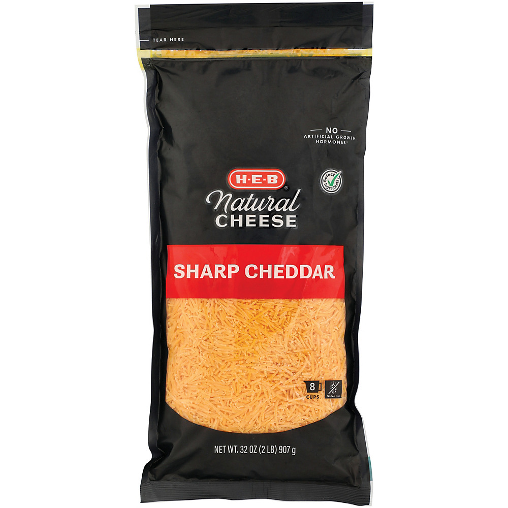 Calories in H-E-B Select Ingredients Sharp Cheddar Cheese, Shredded, Value Pack, 32 oz