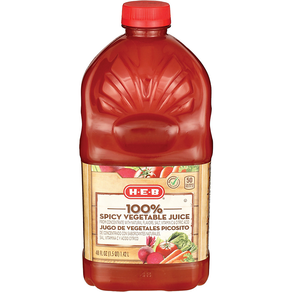 Calories in H-E-B Select Ingredients 100% Spicy Vegetable Juice, 46 oz