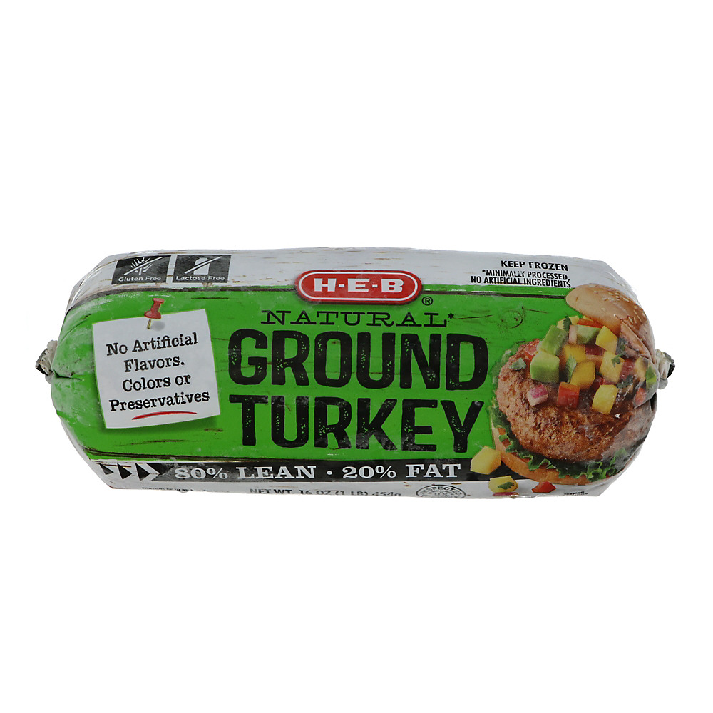 Calories in H-E-B Frozen Ground Turkey, 80% Lean, 1 lb