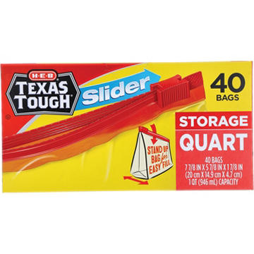 H-E-B Texas Tough Slider Quart Storage Bags, 40 ct