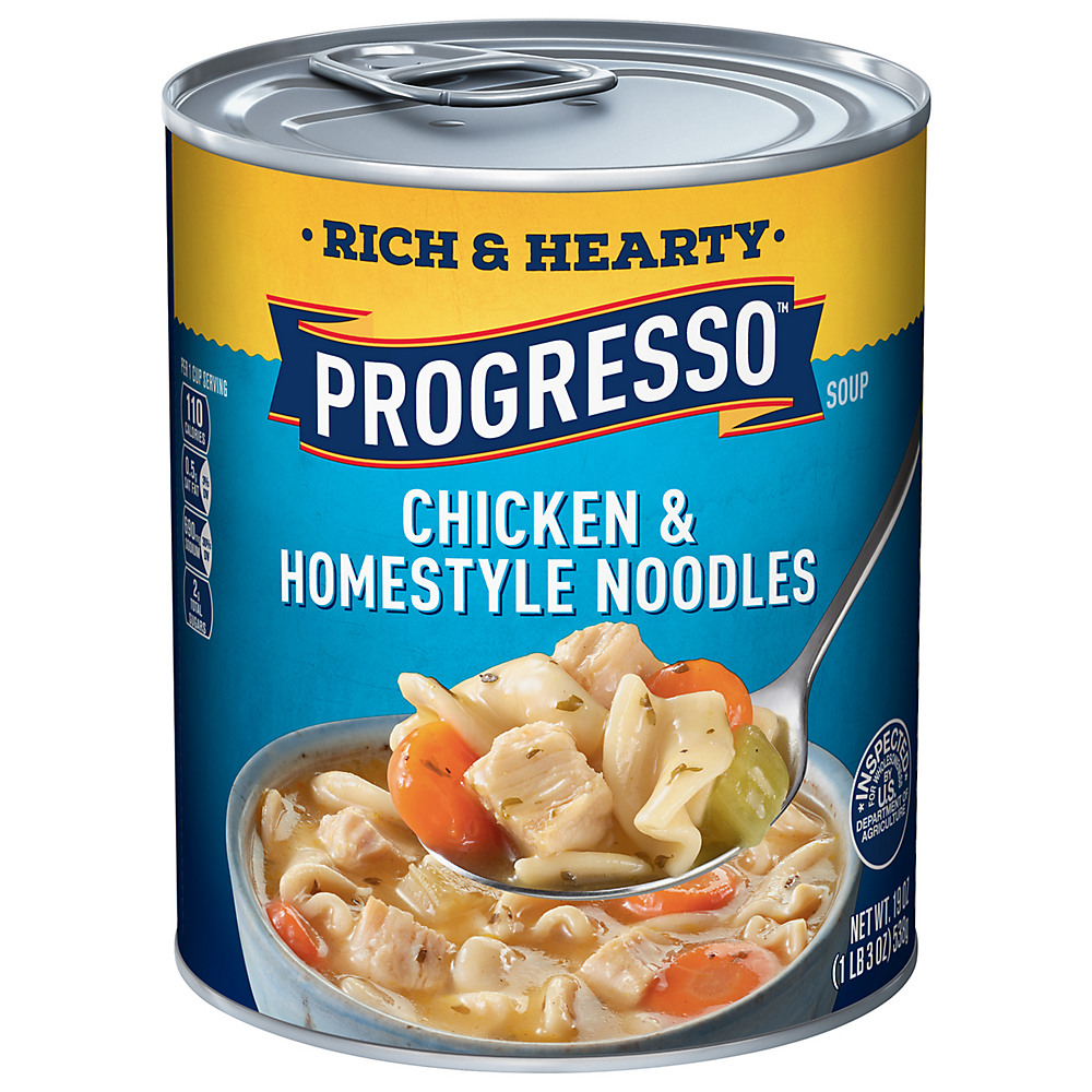 Calories in Progresso Rich & Hearty Chicken & Homestyle Noodles Soup, 19 oz