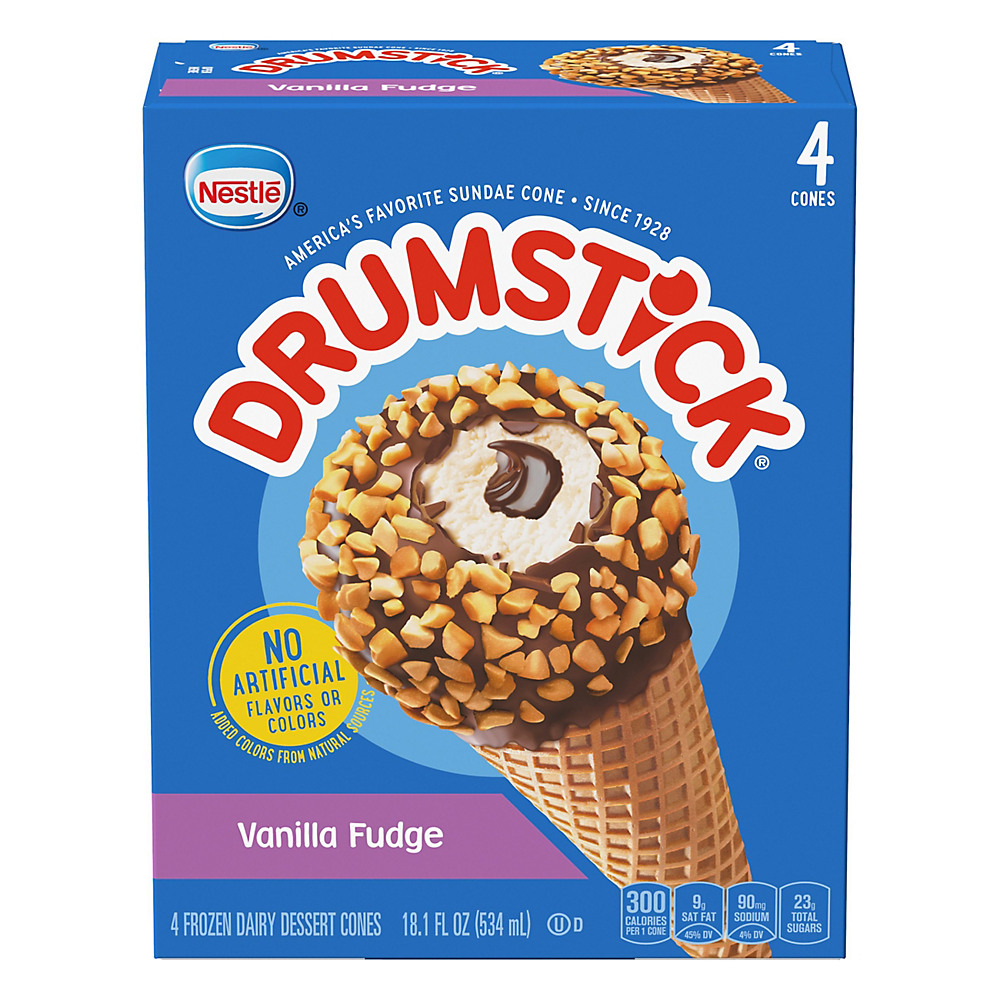 Calories in Nestle Drumstick Vanilla Fudge Sundae Cones, 4 ct