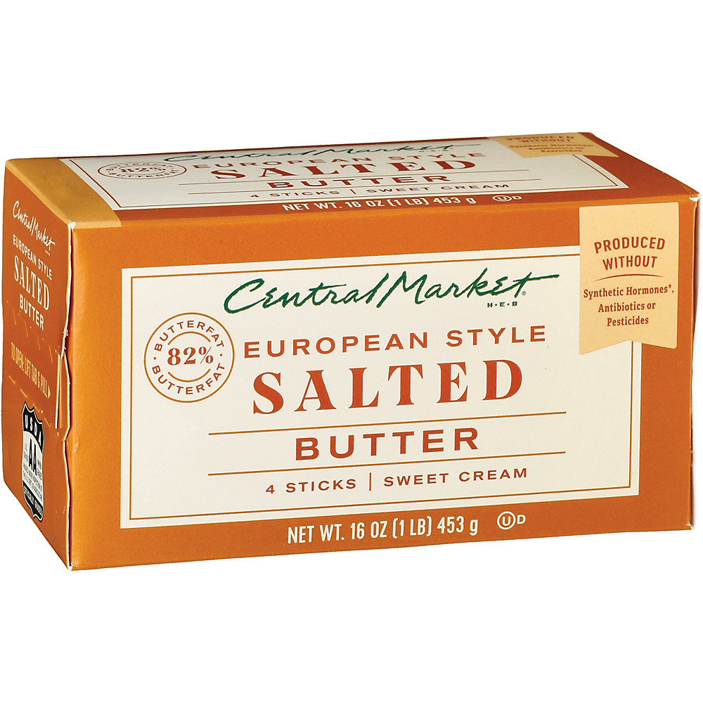 Calories in Central Market European Style Salted Butter, 4 ct