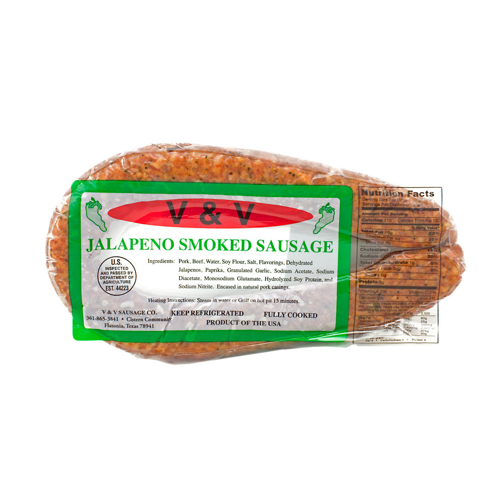 Calories in V&V Jalapeno Smoked Sausage, 16 oz