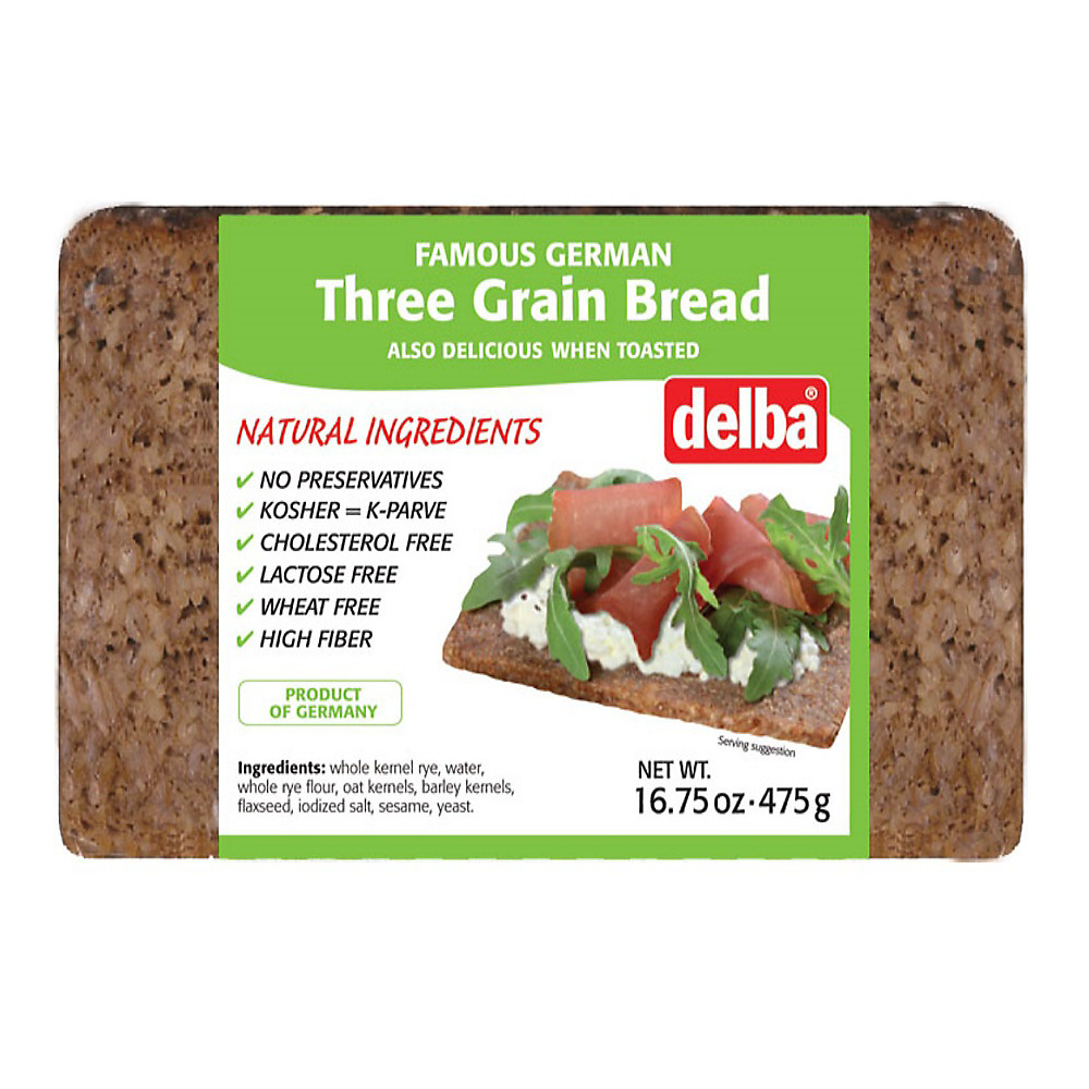 Calories in Delba Three Grain Bread, 16.75 oz