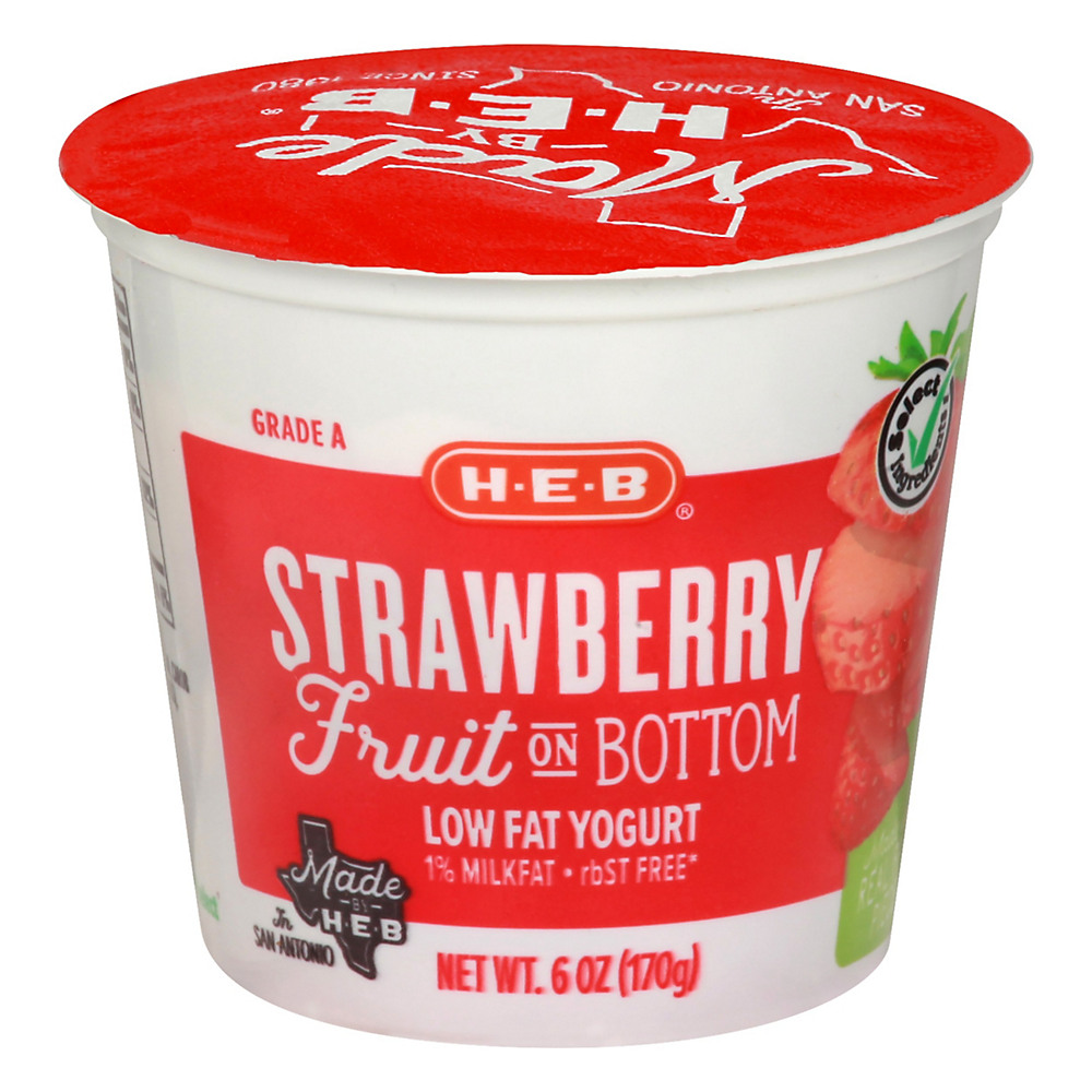 Calories in H-E-B Select Ingredients Fruit on the Bottom Low-Fat Strawberry Yogurt, 6 oz