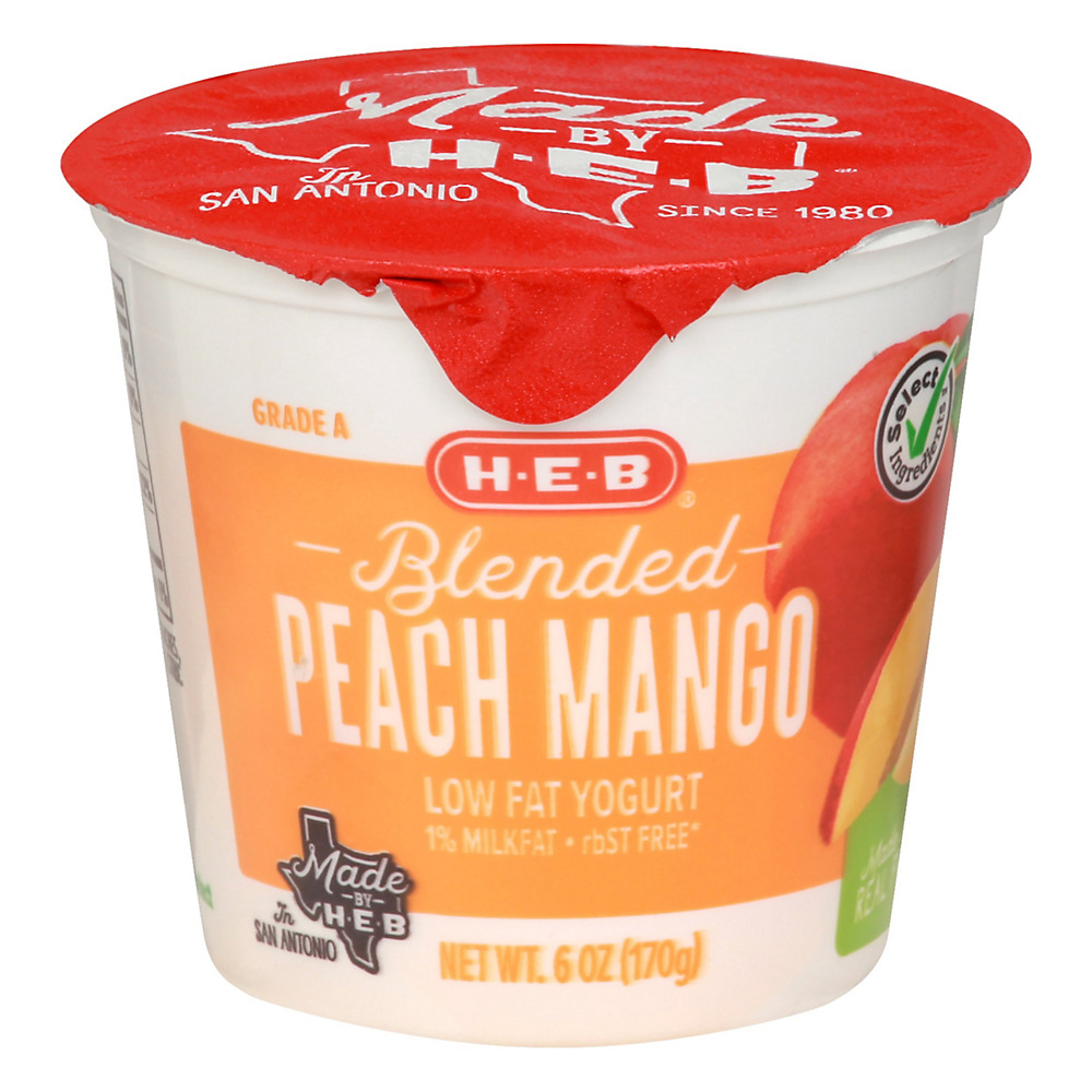 Calories in H-E-B Select Ingredients Blended Low-Fat Peach Mango Yogurt, 6 oz