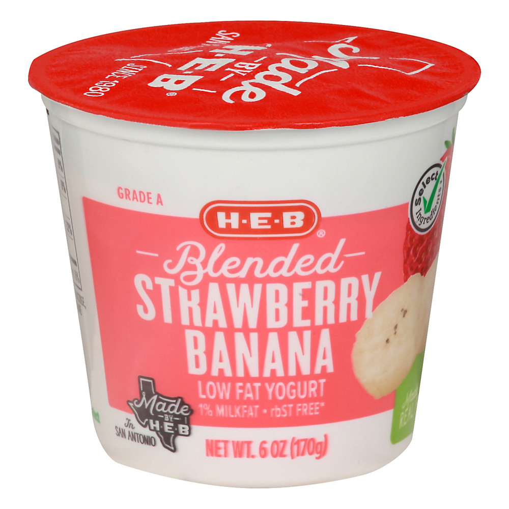 Calories in H-E-B Select Ingredients Blended Low-Fat Strawberry Banana Yogurt, 6 oz