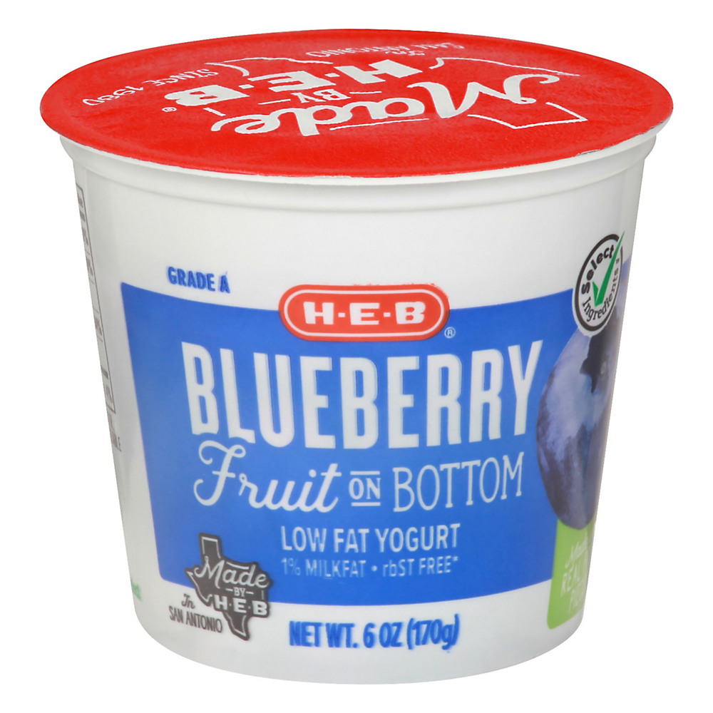 Calories in H-E-B Select Ingredients Fruit on the Bottom Low-Fat Blueberry Yogurt, 6 oz