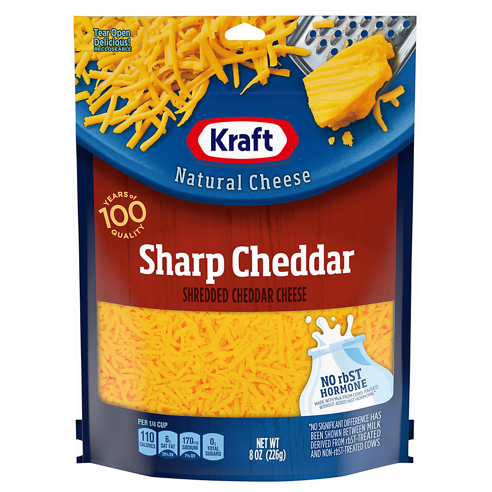 Calories in Kraft Sharp Cheddar Cheese, Shredded, 8 oz
