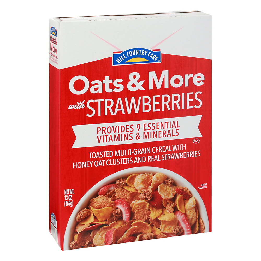 Calories in Hill Country Fare Oats & More Cereal with Strawberries, 13 oz