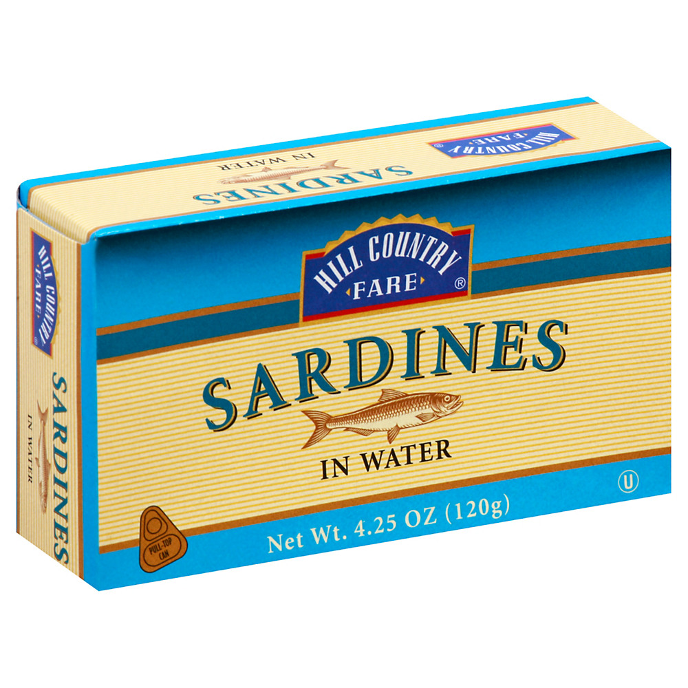 Calories in Hill Country Fare Sardines in Water, 4.25 oz