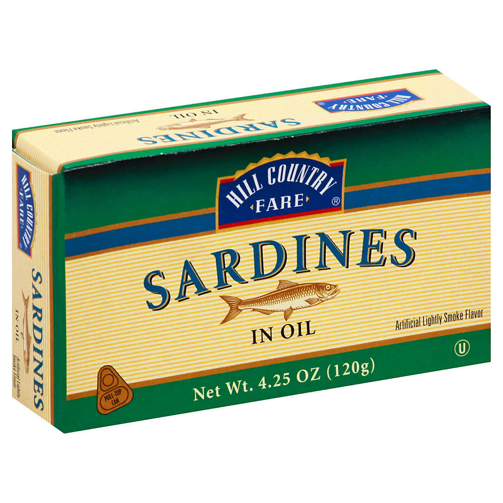 Calories in Hill Country Fare Sardines in Oil Lightly Smoked, 4.25 oz