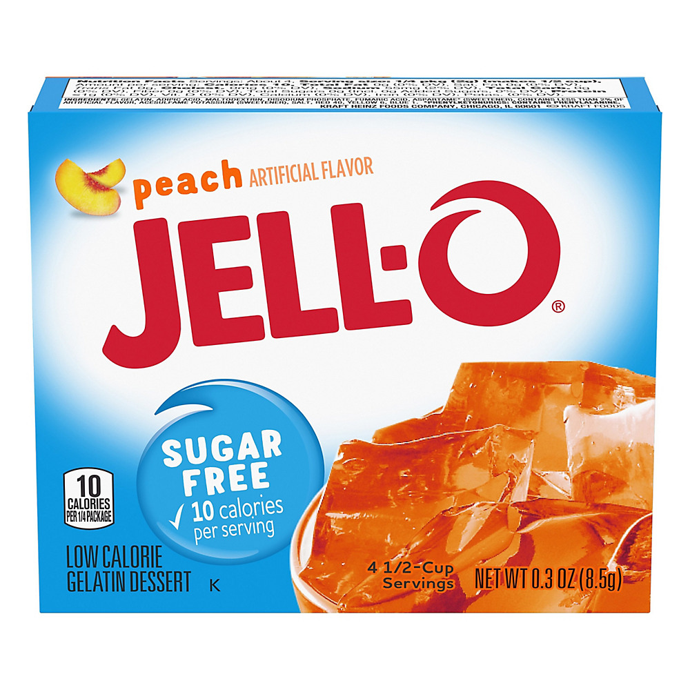 Calories in Jell-O Sugar Free Peach Gelatin Dessert Mix, 0.3 oz