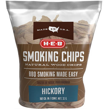H-E-B Natural Hickory Wood Smoking Chips, 192 cu. in.