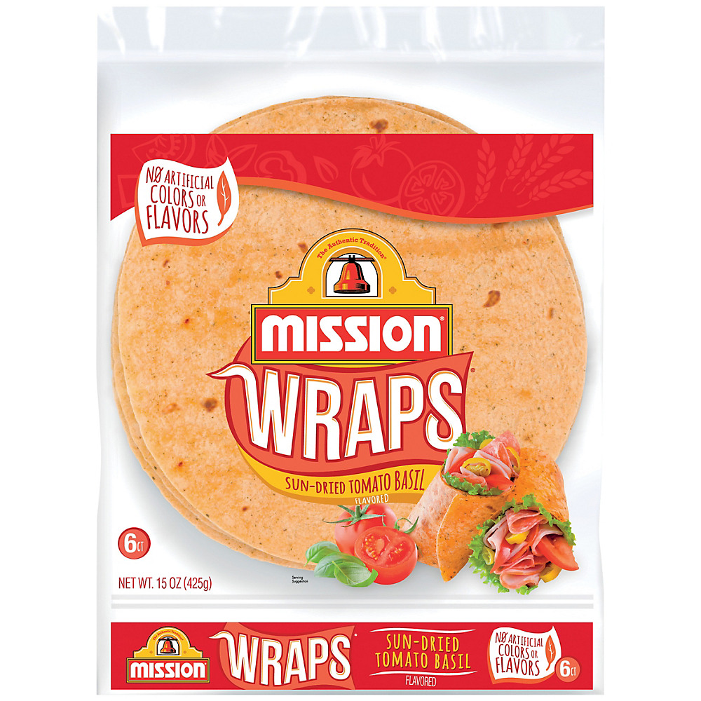Calories in Mission Sun-Dried Tomato Basil Wraps, 6 ct