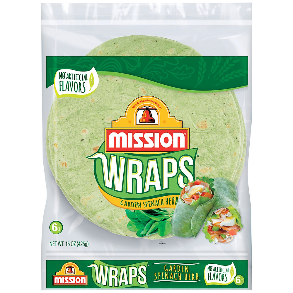 Calories in Mission Garden Spinach Herb Wraps, 6 ct