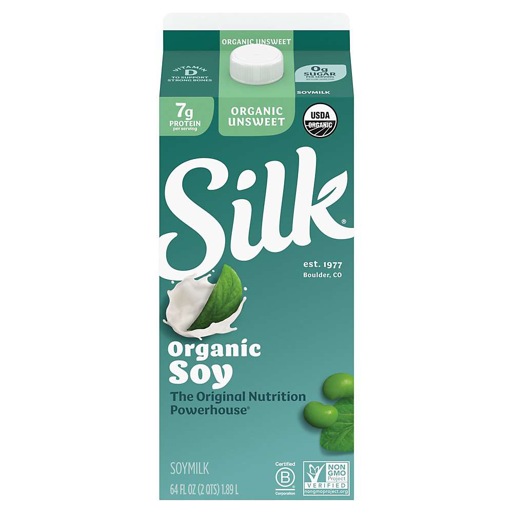 Calories in Silk Organic Unsweetened Soymilk, Half Gallon, 64 oz