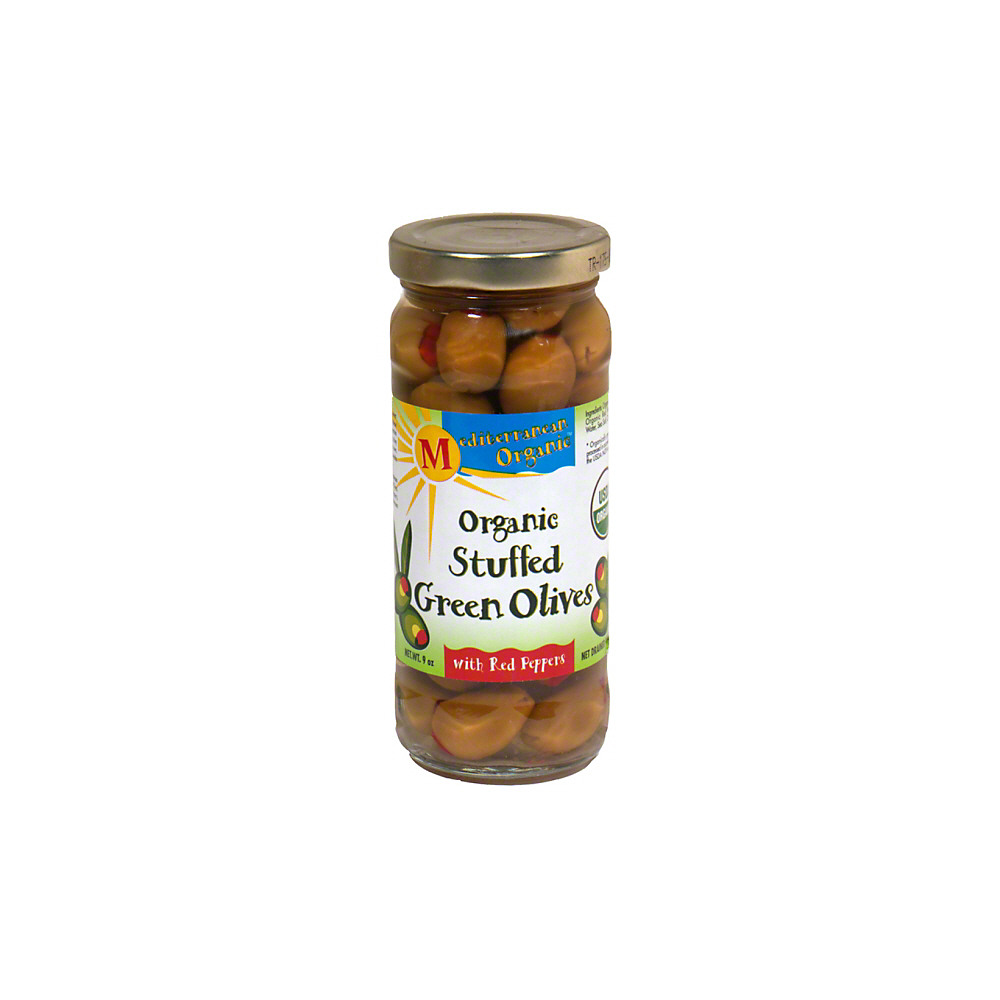 Calories in Mediterranean Organic Stuffed Green Olives with Red Peppers, 9 oz