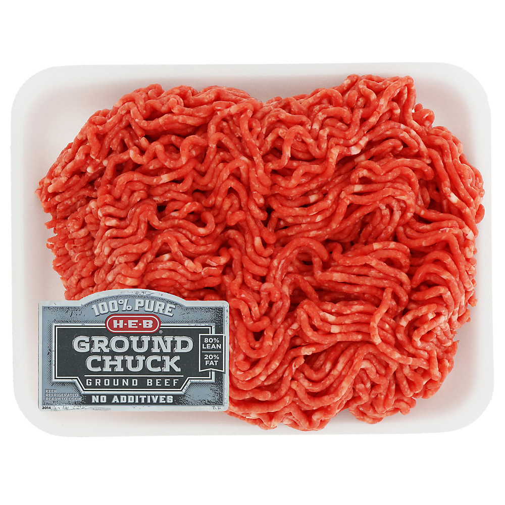 Calories in H-E-B Ground Beef Chuck Value Pack 80% Lean, Avg. 2.15 lbs