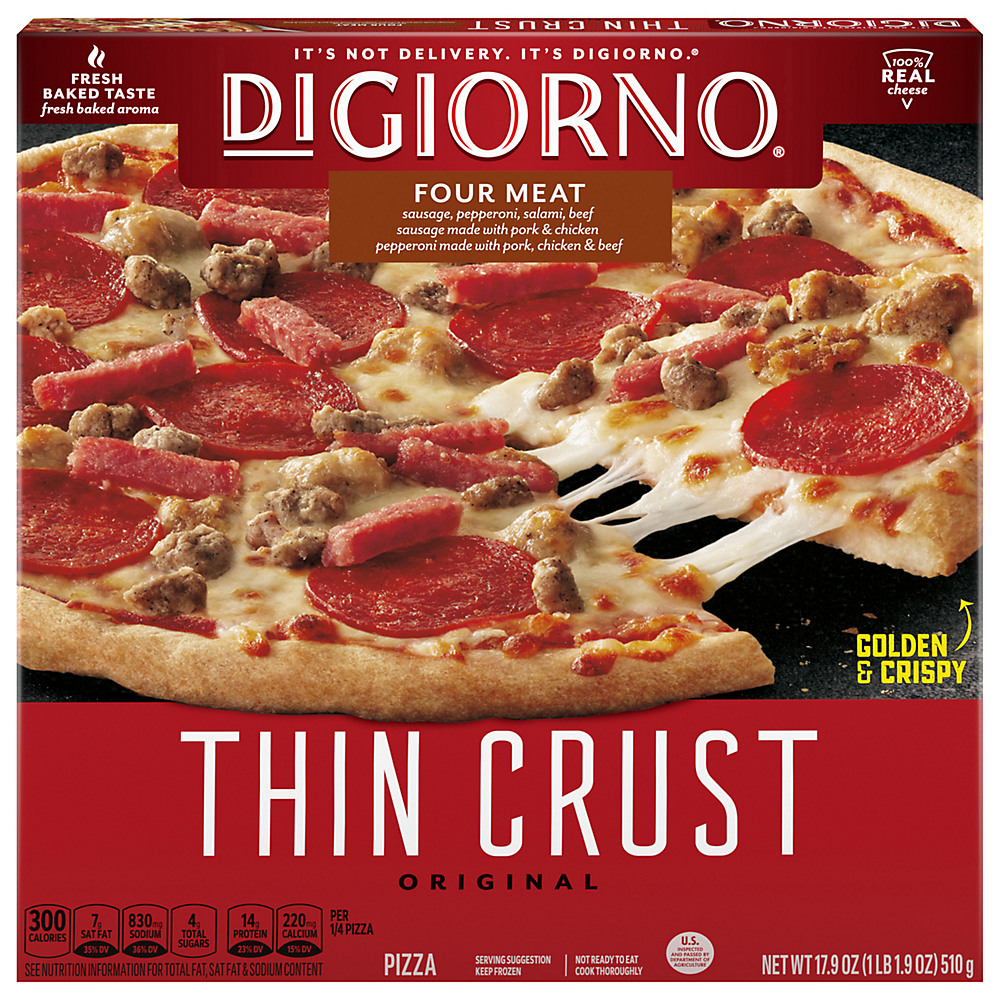 Calories in DiGiorno Original Thin Crust Four Meat Pizza, 23.4 oz