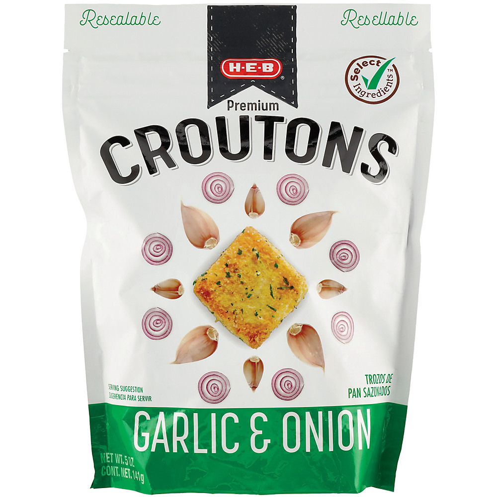 Calories in H-E-B Select Ingredients Onion & Garlic Premium Croutons, 5 oz