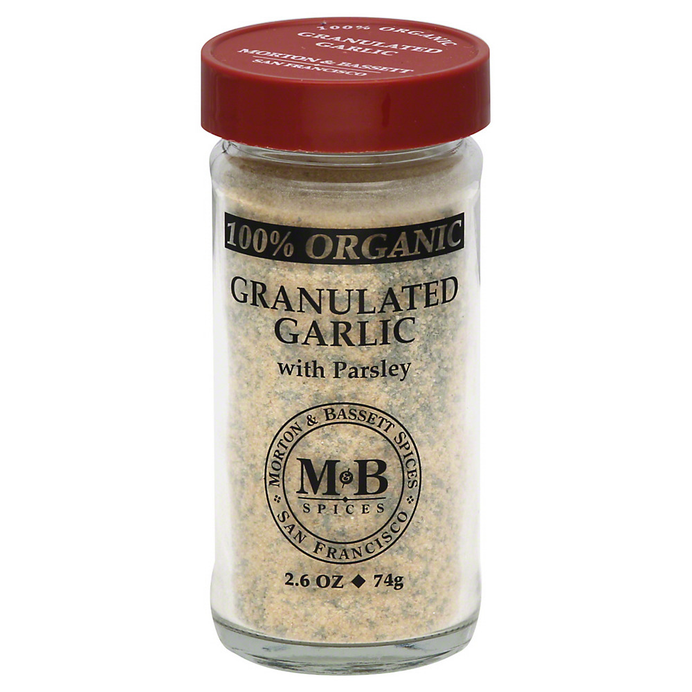 Calories in Morton & Bassett 100% Organic Granulated Garlic with Parsley, 2.6 oz