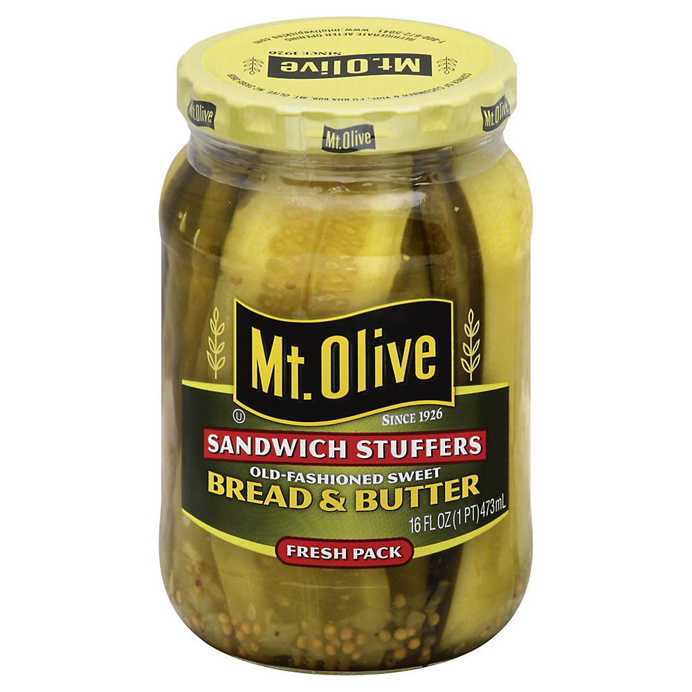 Calories in Mt. Olive Old Fashioned Sweet Bread and Butter Sandwich Stuffers, 16 oz