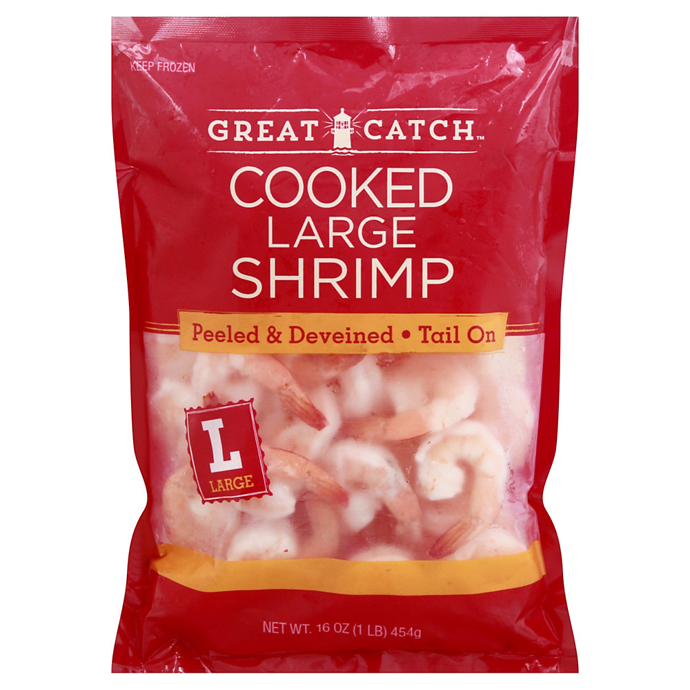 Calories in Great Catch Cooked Peeled and Deveined Tail-On Large Shrimp, 41-50ct /lb, 16 oz