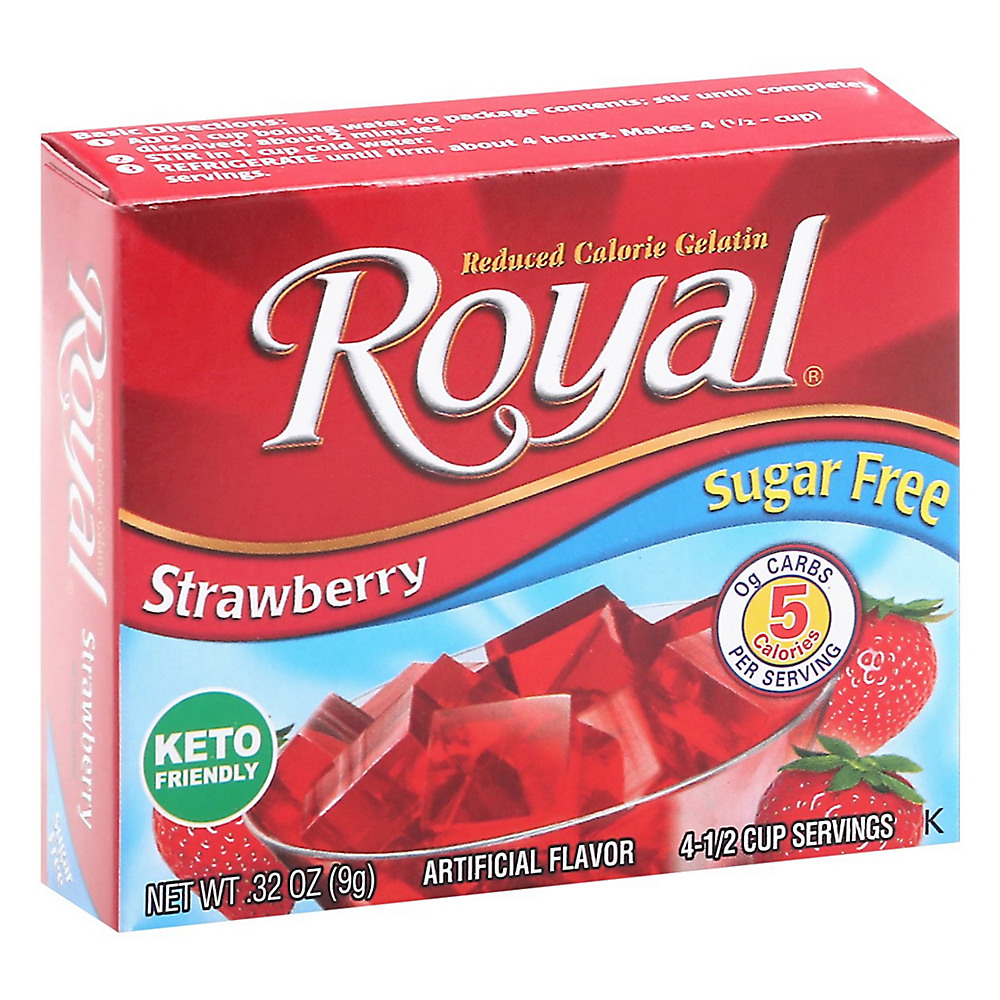 Calories in Royal Sugar Free Strawberry Gelatin Mix, 0.32 oz
