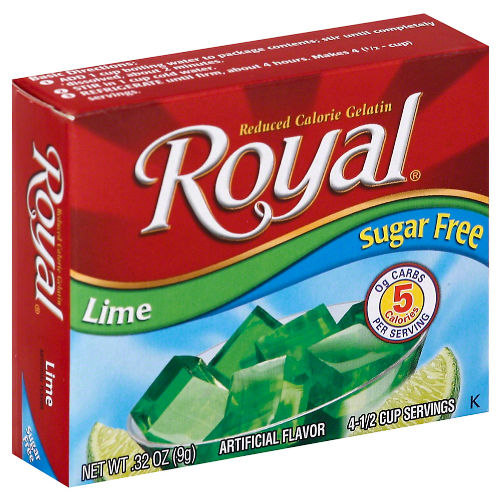 Calories in Royal Sugar Free Lime Gelatin Mix, 0.32 oz