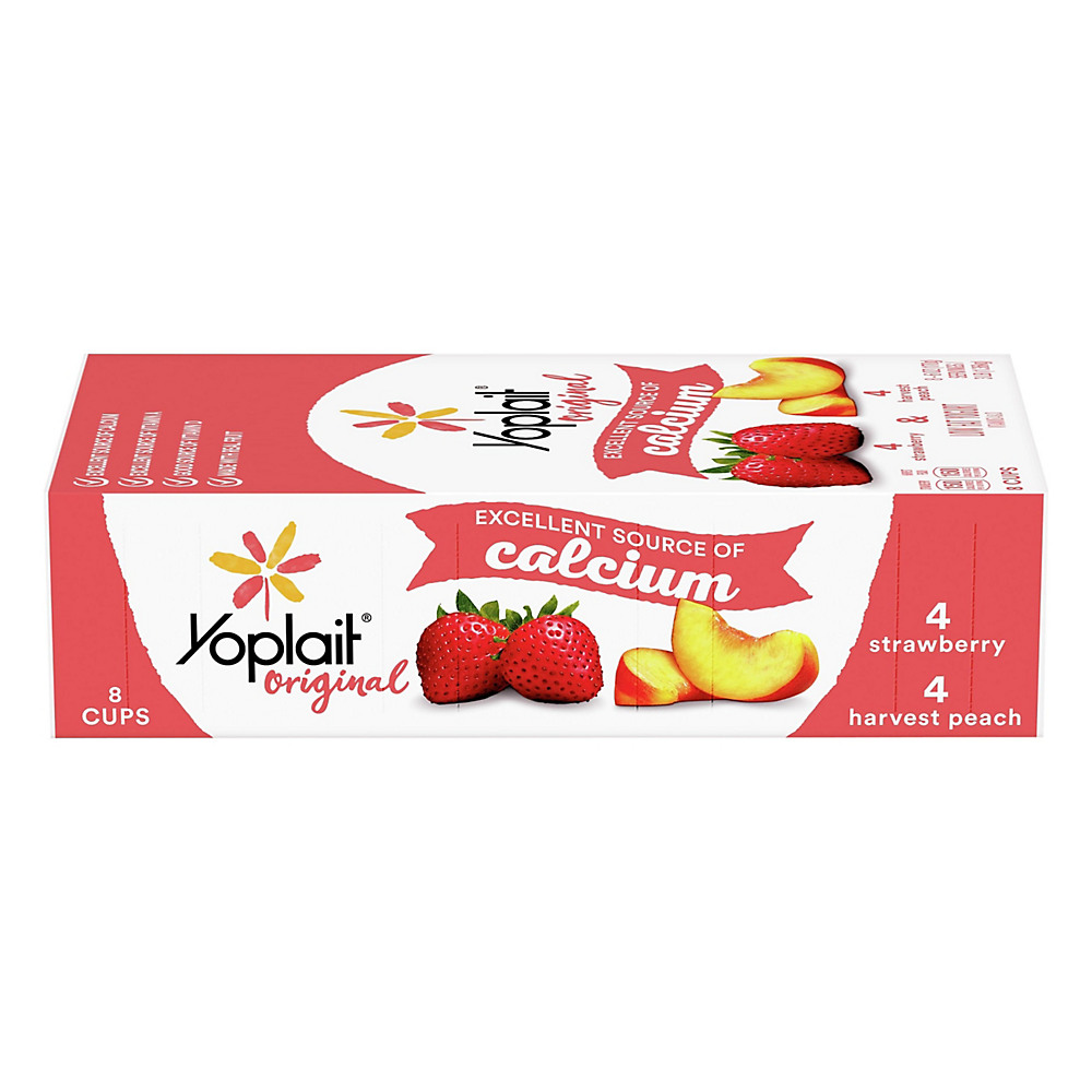 Calories in Yoplait Original Low-Fat Strawberry & Harvest Peach Yogurt Variety Pack, 8 ct