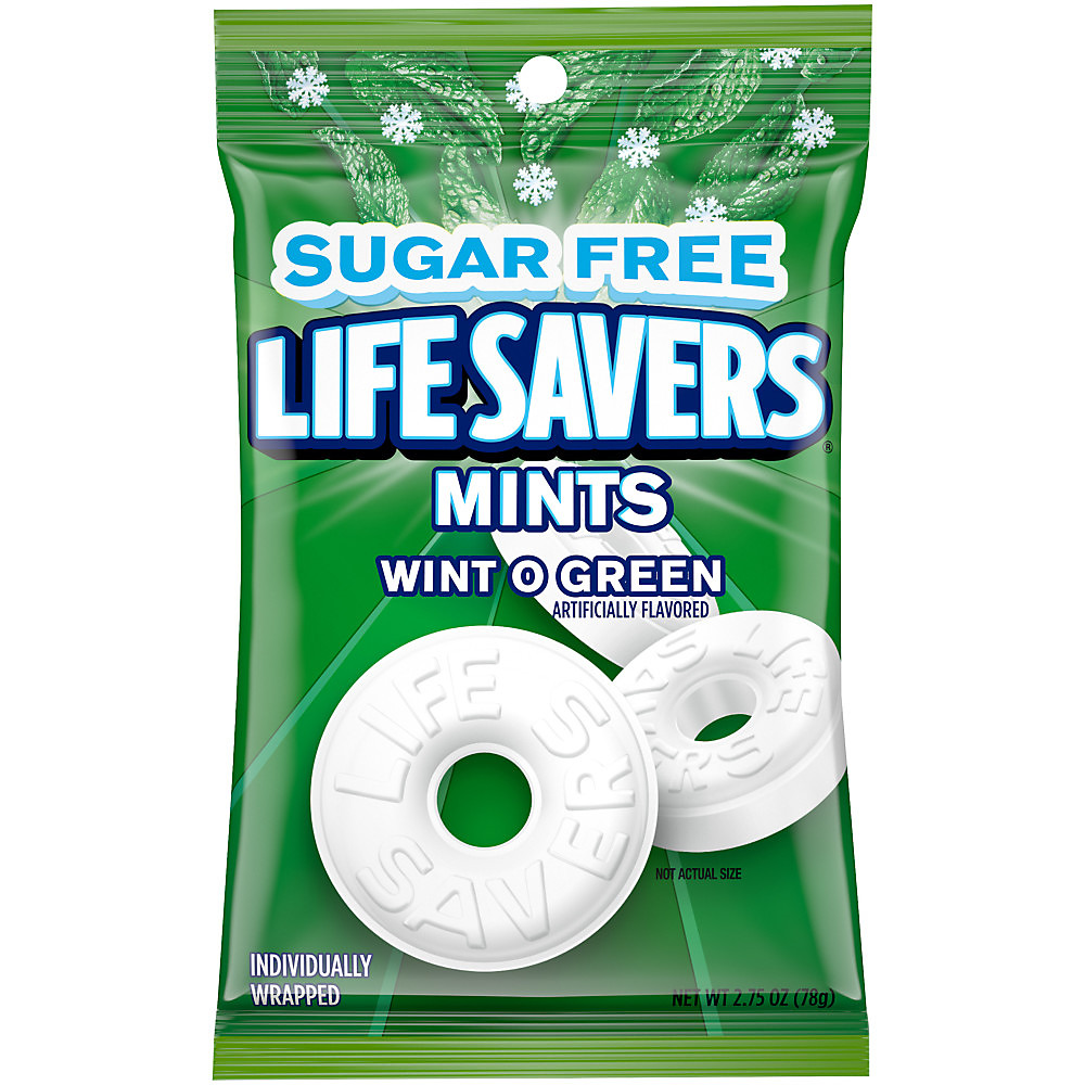 Calories in Life Savers Wint O Green Sugar Free Breath Mints Candy Bag, 2.75 oz