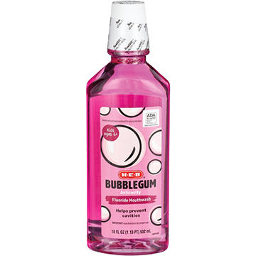 H-E-B Kid's Bubble Gum Flavor Anticavity Fluoride Mouth Rinse, 18 oz