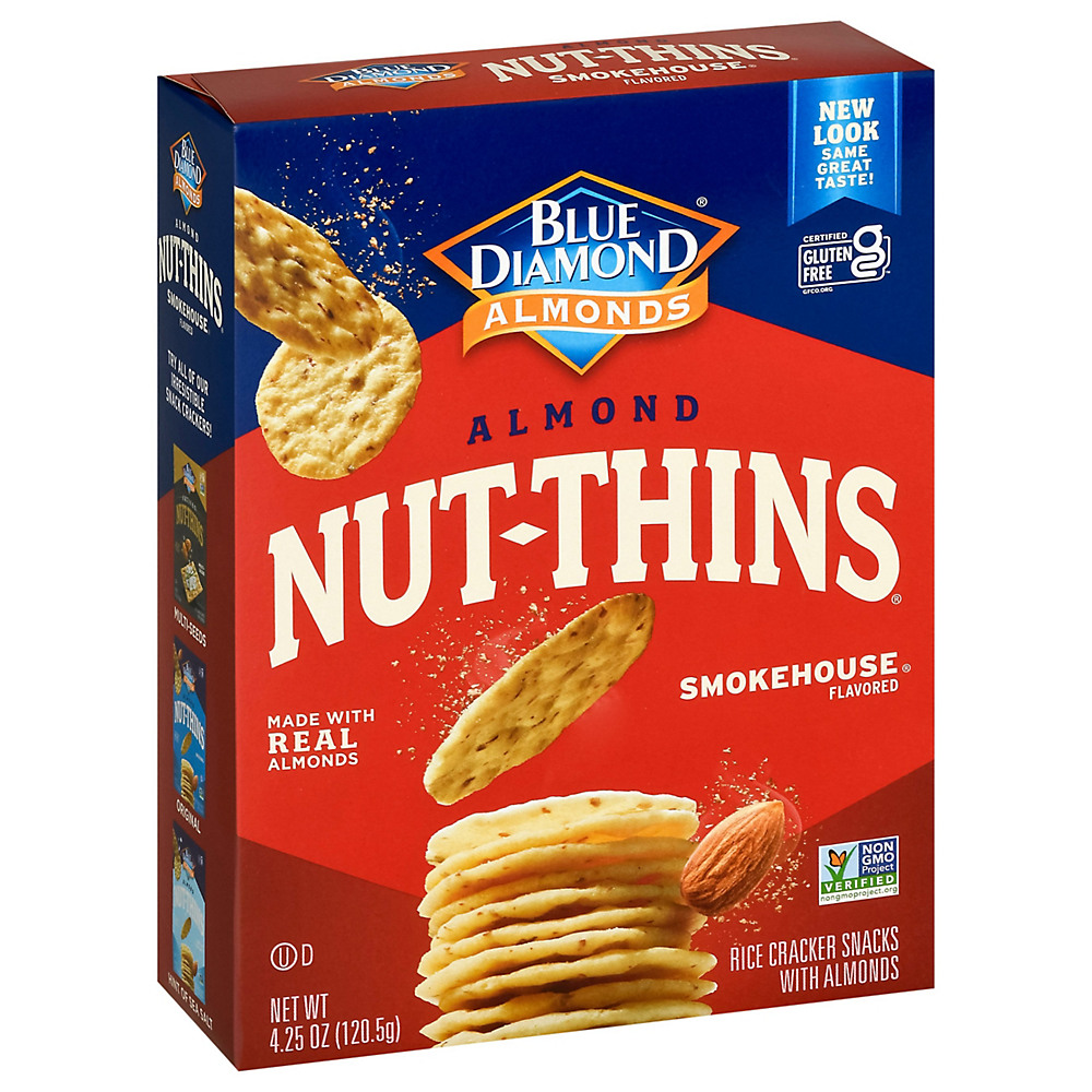 Calories in Blue Diamond Nut-Thins Smokehouse Nut And Rice Cracker Snacks, 4.25 oz