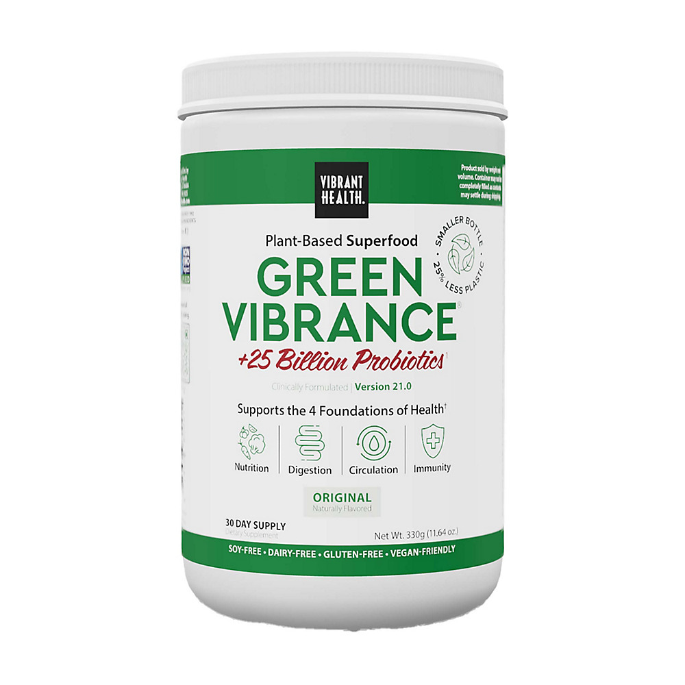 Calories in Vibrant Health Green Vibrance Organic Greens And Freeze Dried Grass Juices Powder, 12 oz