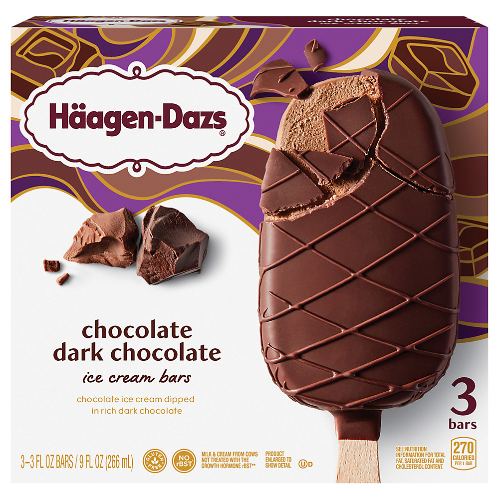Calories in Haagen-Dazs Chocolate Dark Chocolate Ice Cream Bars, 3 ct