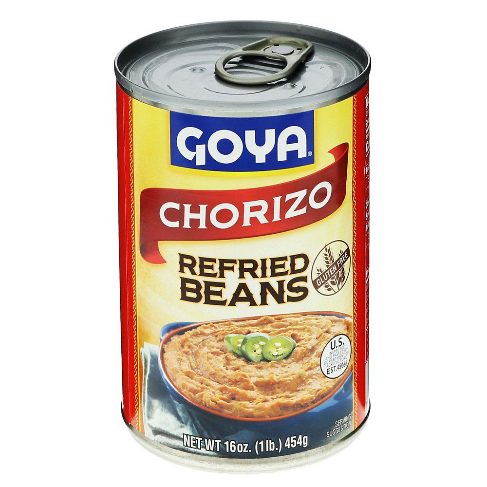 Calories in Goya Refried Pinto Beans with Chorizo, 16 oz