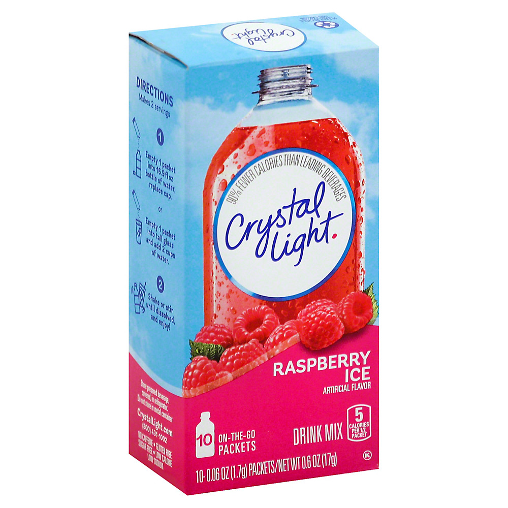 Calories in Crystal Light On The Go Raspberry Ice Drink Mix, 10 ct