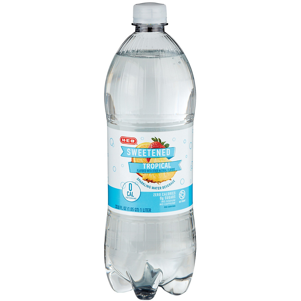 Calories in H-E-B Sweetened Tropical Fruit Sparkling Water Beverage, 1 L