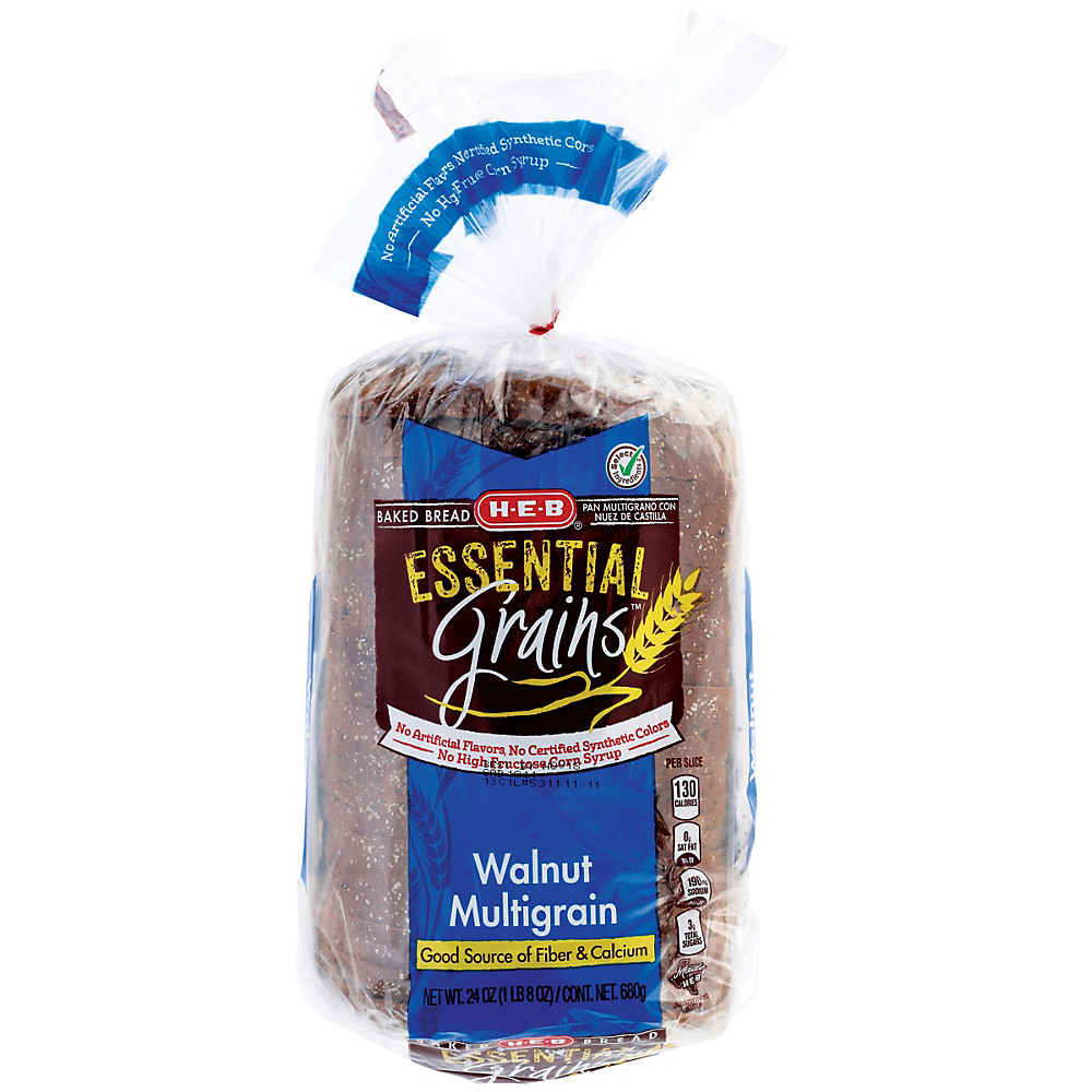 Calories in H-E-B Essential Grains Walnut Multigrain Bread, 24 oz