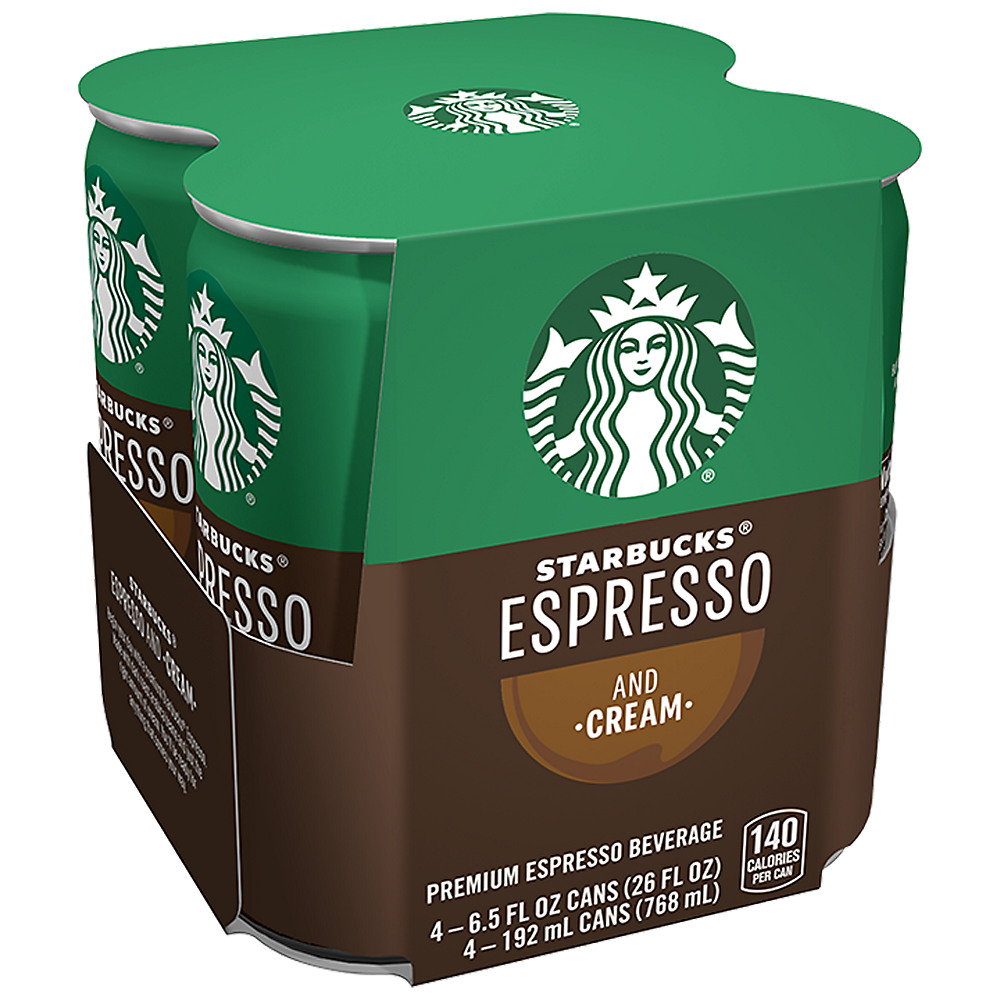 Calories in Starbucks Double Shot Espresso and Cream Premium Coffee Drink 6.5 oz Cans, 4 pk
