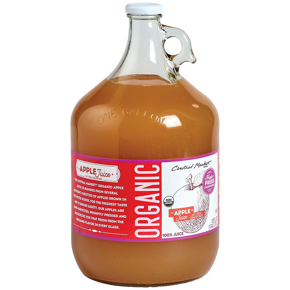 Calories in Central Market Organic 100% Fresh Pressed Apple Juice, 128 oz