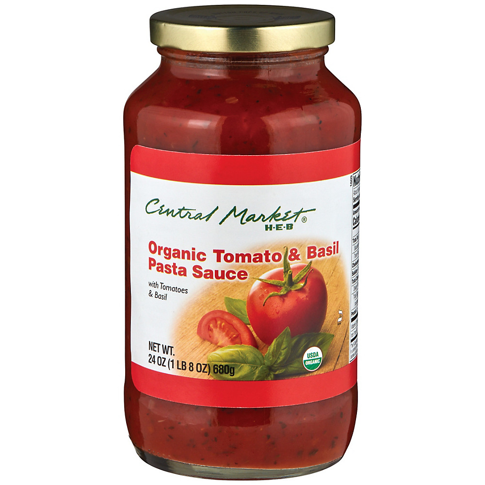 Calories in Central Market Organic Tomato & Basil Pasta Sauce, 24 oz