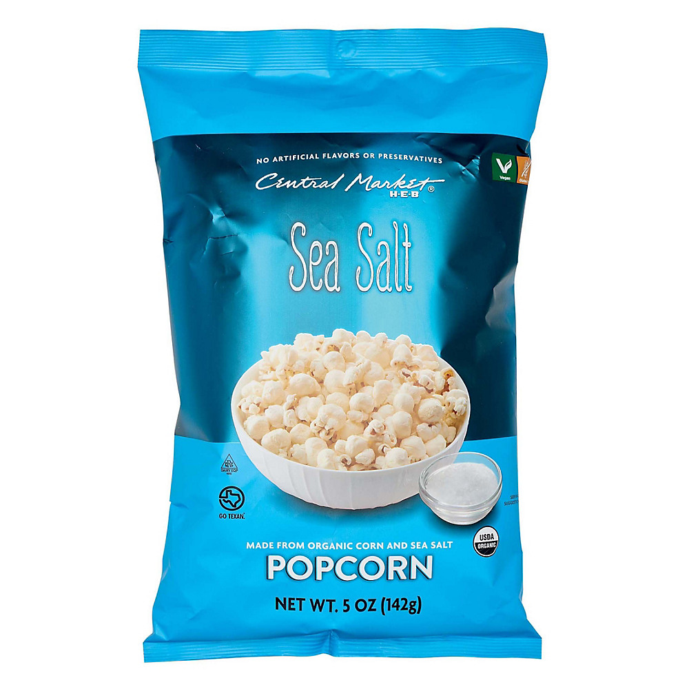 Calories in Central Market Sea Salt Popcorn, 5 oz